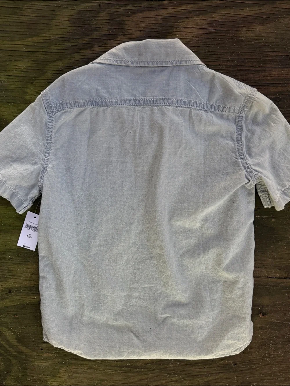 Gap Kids Boys Denim Chambray Button Down Shirt S 6-7 NWT Blue Short Sleeve